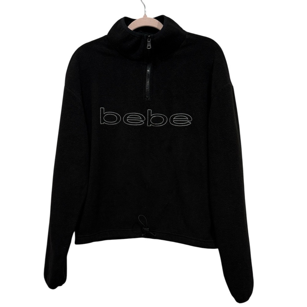 Bebe Black Logo Quarter-Zip Sweater size M
